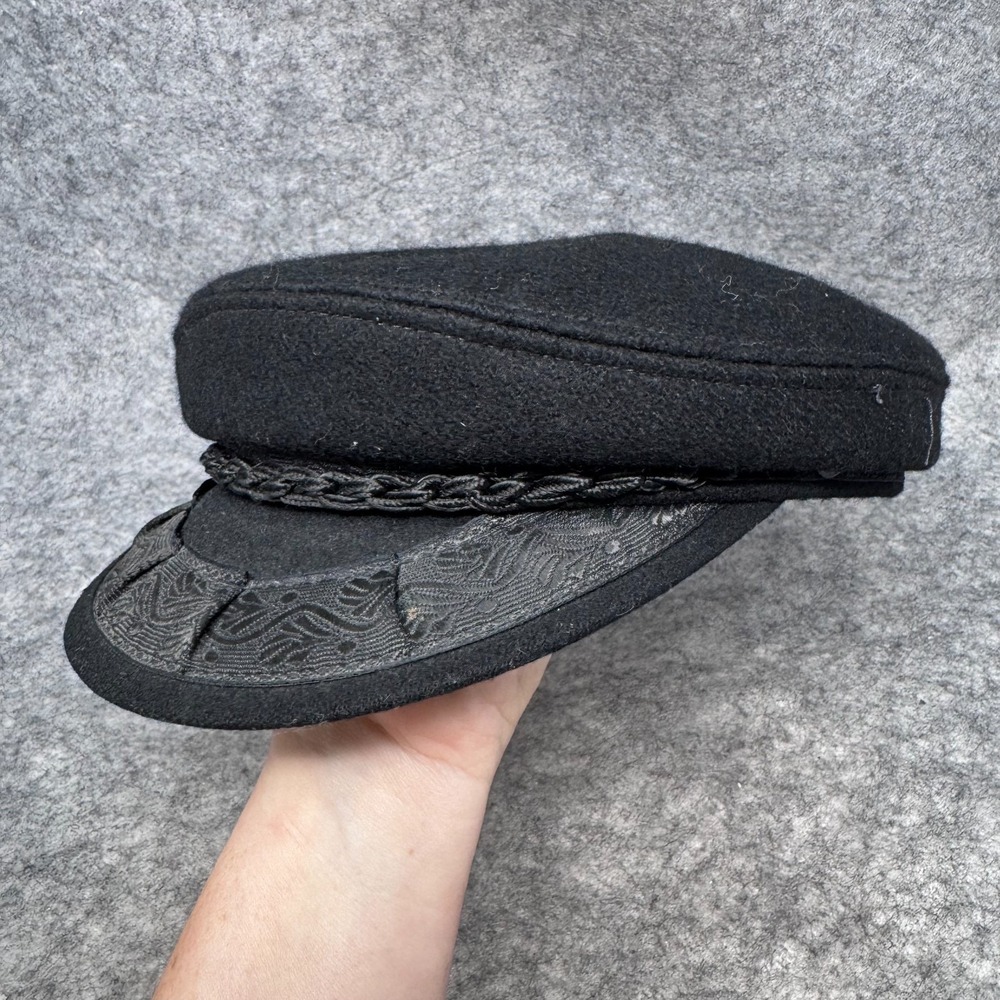 Genuine Vtg Greek Fishermans Cap Greece Aegean Sea Black Wool Blend Hat 6 7/8